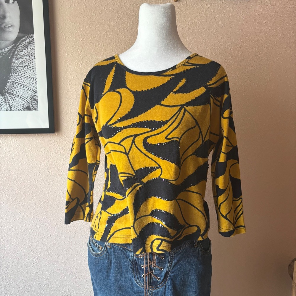 Vintage 90s Funky Whimsy Sequined Blouse - Picture 7 of 8